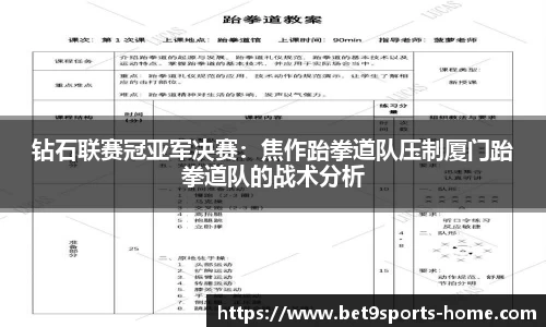 钻石联赛冠亚军决赛：焦作跆拳道队压制厦门跆拳道队的战术分析